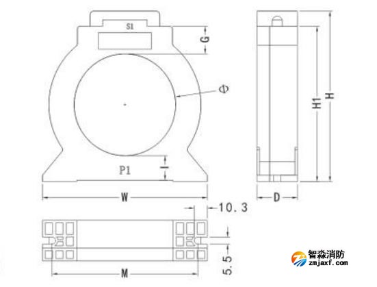 閉口式，圓孔100A-630A外形尺寸圖